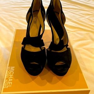 Michael kors platform suede crisscross open toe sandal